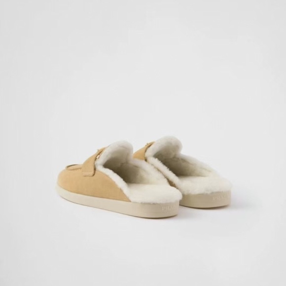 Prada Tan Fur-Lined Mules - Picture 4 of 4